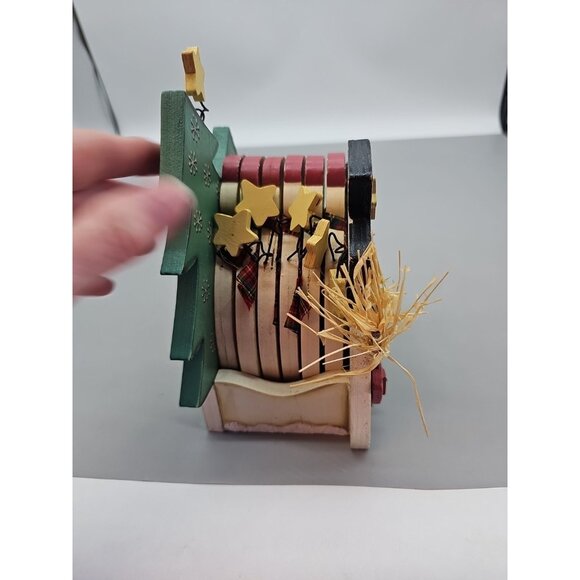 Snowman Drink Coaster Set with Wood Box Holder Cork Base Set of 6 - Picture 4 of 7